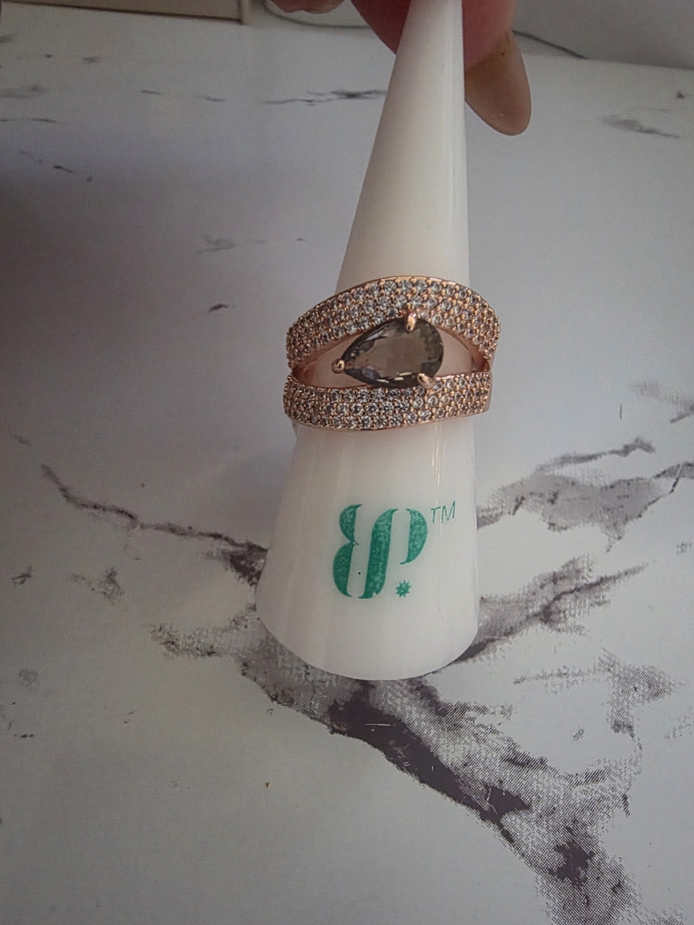 bp Rose Gold Dual-Band Pear-Cut Smoky Ring